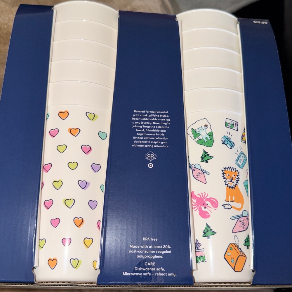 2pc. Roller Rabbit Cups set and 10 pack of paper plates - Picture 3 of 3